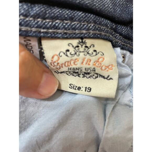 Grace in LA Boot Cut Jeans Womens Sz 36 Embroidered Sequin Denim - Picture 6 of 14